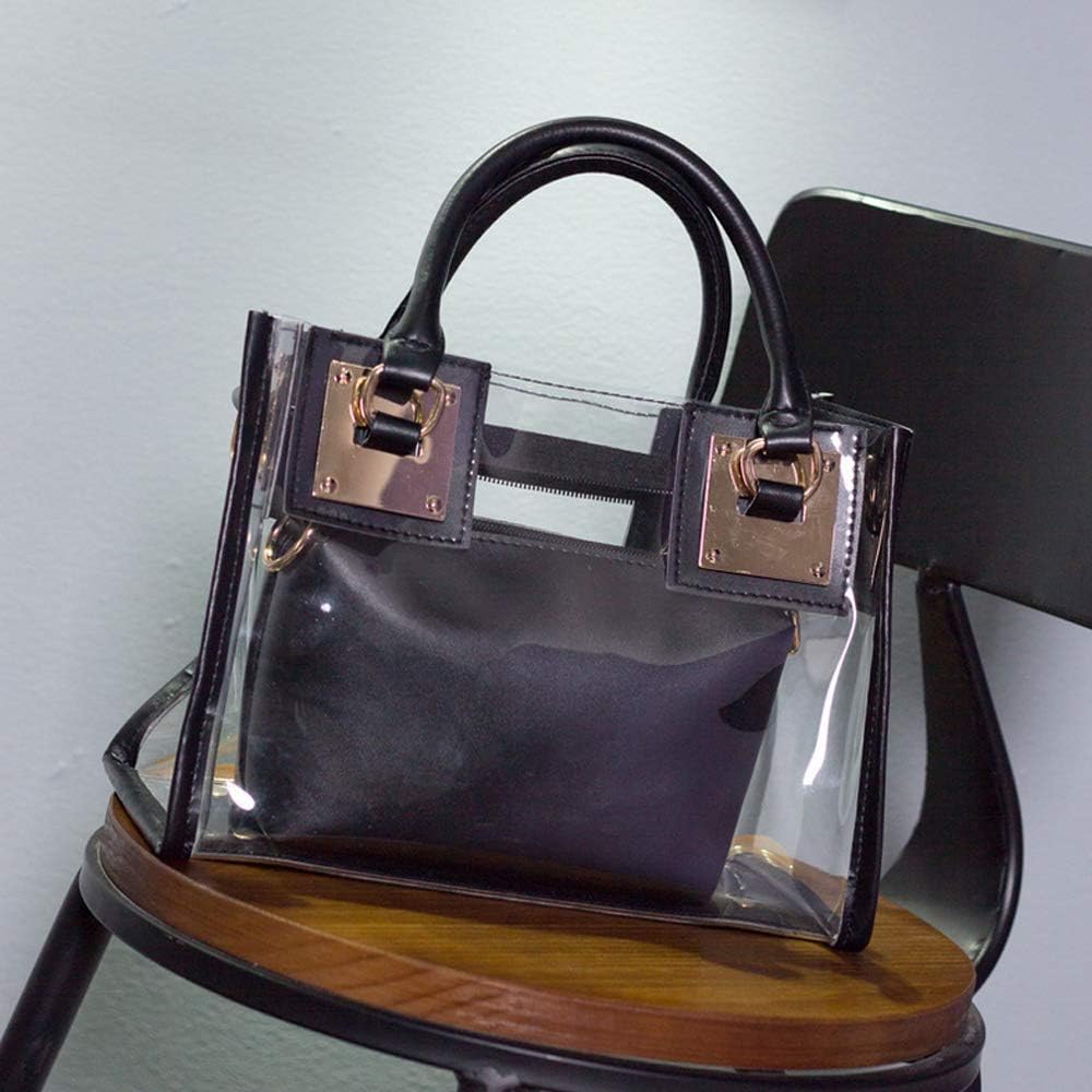 Segater® Clear Crossbody Handbags,Women's Small Tote Beach Bag Fashion Clear Jelly Handbag Top Handle Shoulder Bag Black Transparent Purse - Image 5
