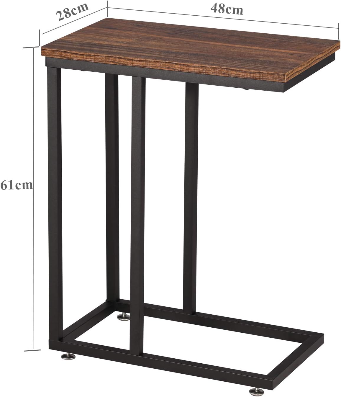 Vecelo Sofa Side Table End Coffee Table C Shaped For Laptop Wooden Top With Metal Frame For Home Office Living Room Brown End Tables