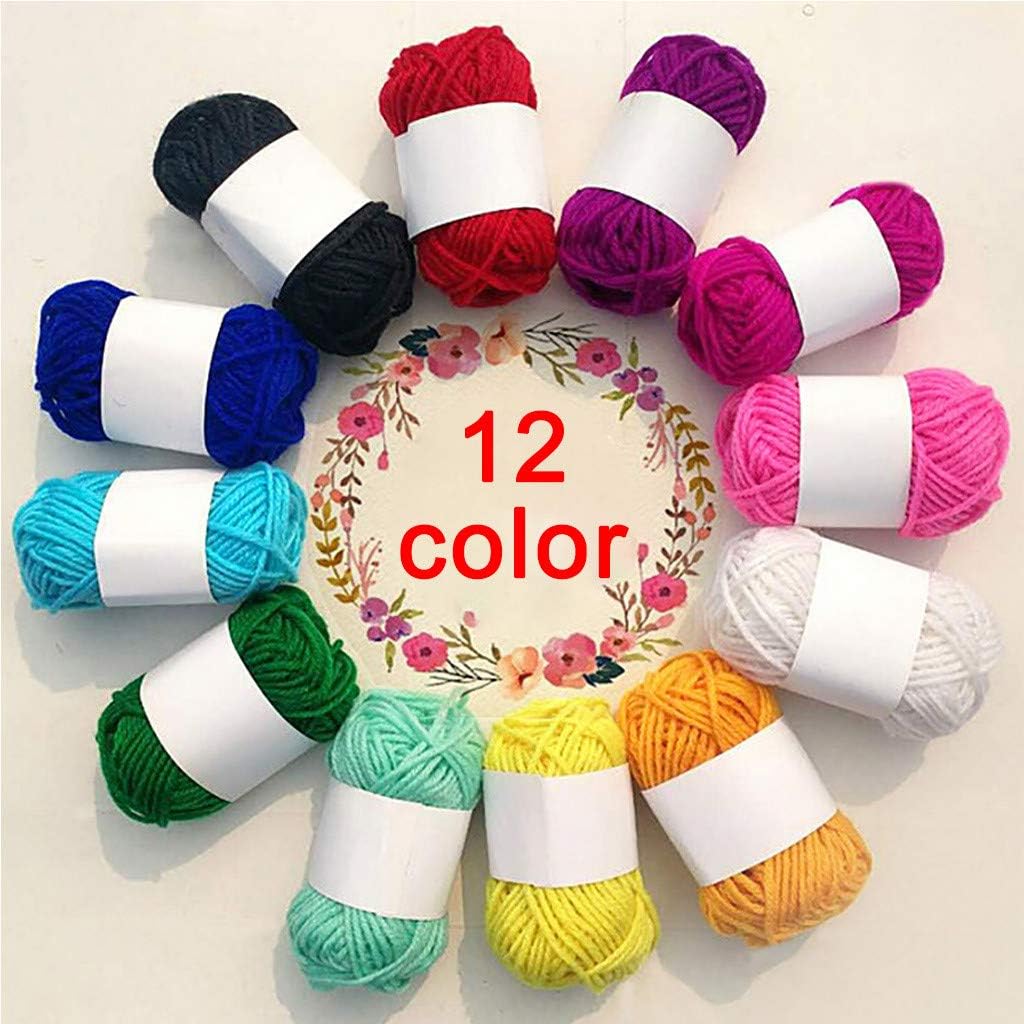 EKIMI Multi-Color Crochet Yarn Set - Acrylic Yarn Set of 12 Color, Great for Mini Knitting and Crochet Projects