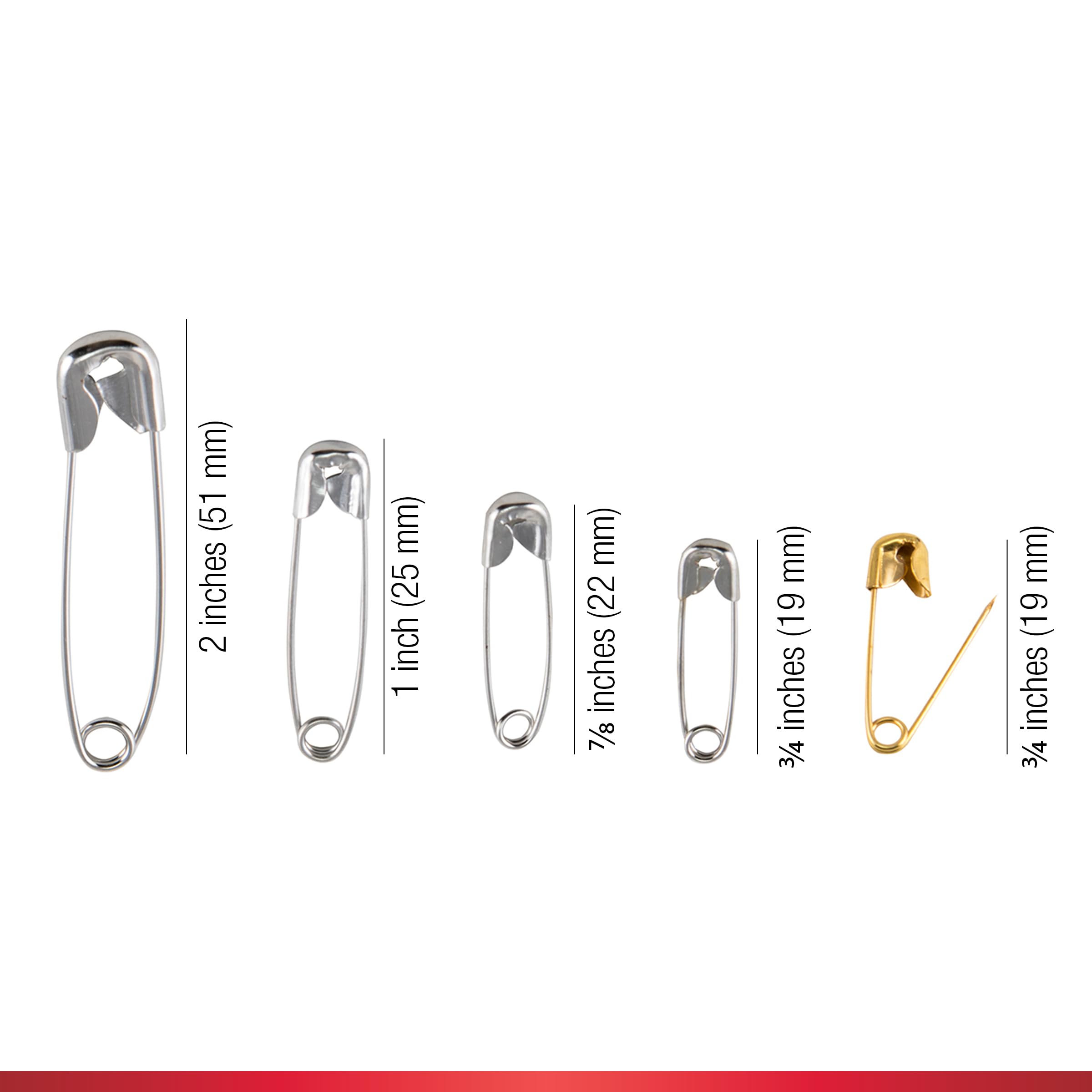 SINGER Asst Safety Pins, Multisize, 90-Count, Size 00-2 Pkg