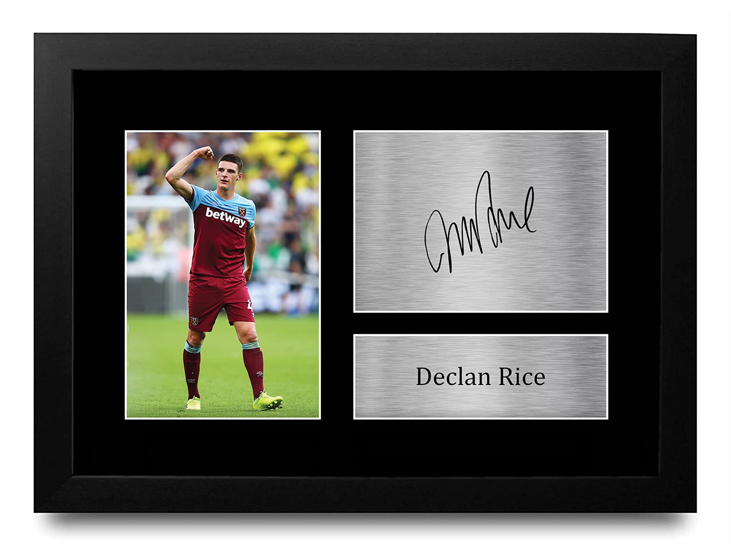 HWC Trading FR A4 Declan Rice West Ham United Gifts Printed Signed Autograph Picture for Football Fans and Supporters - A4 Framed