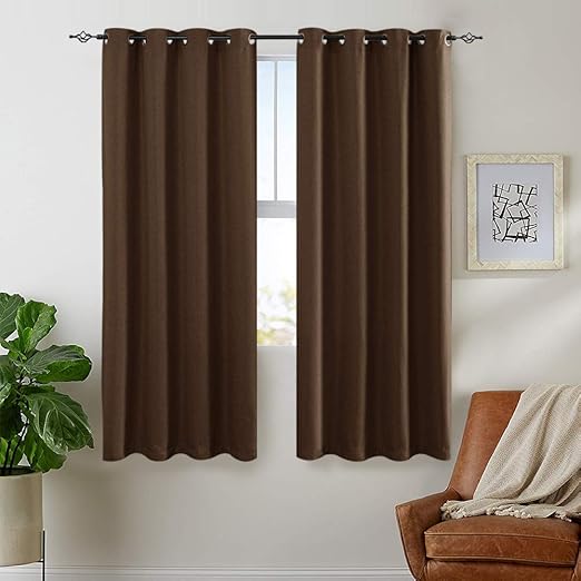 Amazon Com Jinchan 54 Inch Blackout Curtains Brown Bedroom Window