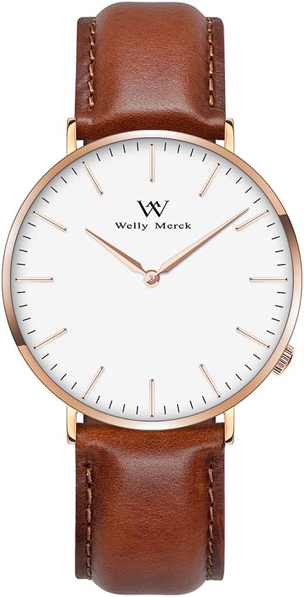 Welly Merck Women's Analogue Watch Swiss Quartz with Brown Leather Watch Strap W-C5L6