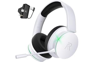 RYR Wireless Gaming Headset, Bluetooth 5.3, 3D Surround Sound, Rotatable Earmuffs, Wireless Gaming Headphones with Noise Canceling Microphones for Xbox Series X|S, Xbox One, PS5, PS4, Mac-Blackwhite