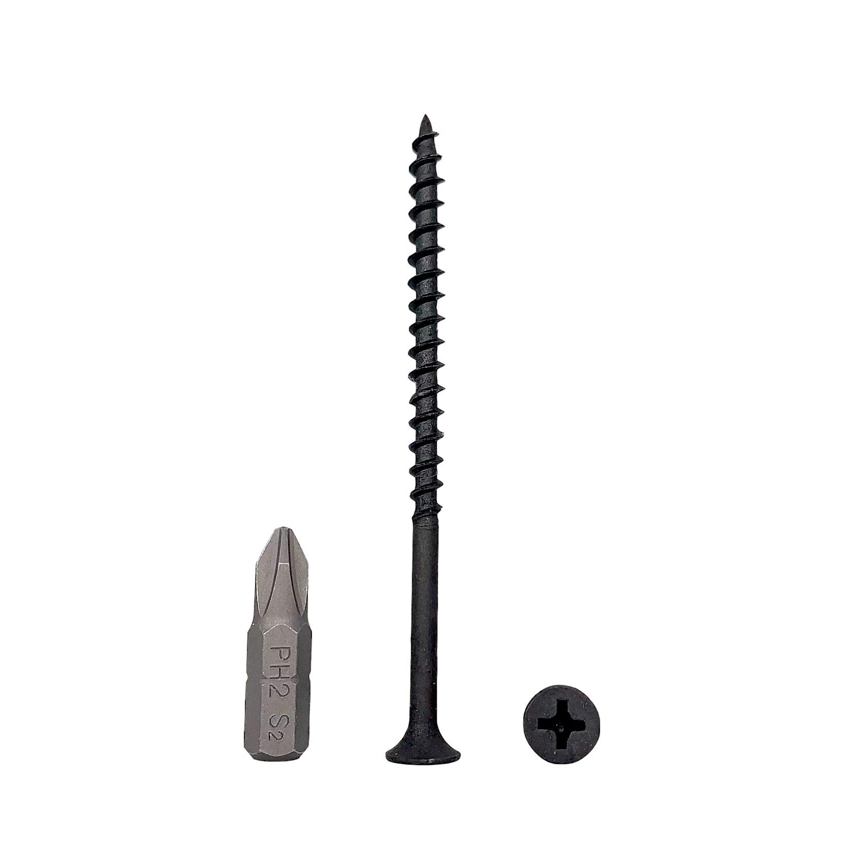 (Pack of 150 pcs) Black Phosphate Carbon Steel 4.2 x 75 mm Wood Screws, Drywall Screws, Chipboard Fasteners, Phillips Bugle Head (150, 4.2 x 75 mm)