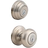Kwikset Juno Keyed Entry Door Knob and Double Cylinder Deadbolt Combo Pack with Microban Antimicrobial Protection featuring S