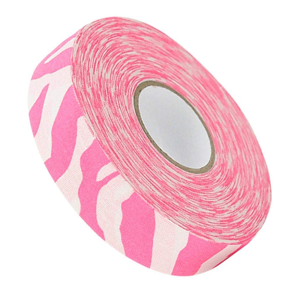 Drfeify Hockey Protective Tape, Imitation Cotton Cloth 2.5cm x 25m Hockey Protective Tape Ice Hockey Grips Stick Tapes(Pink Zebra)