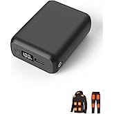 Pexzey 𝟳.𝟰𝗩/𝟱𝗩 𝟮𝟬𝟬𝟬𝟬𝗺𝗔𝗵 Heated Vest Battery Pack, LED Display, Power Bank with USB/Type-C/DC 3.8 Output and LED Display, Portable Charger, Compatible with Heated Vests, Jackets, Pants