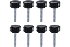 Qimoo 8pcs Metric Male Thread Knurled, M4 x 10mm Black Thumb Screw Clamping Knobs Plastic Grip Threaded Knurled