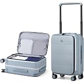 Hanke Top Opening Carry On Luggage 20 Inch Aluminum Frame Hardside Suitcase | Trunk Wide Handle Luggage, All-PC Shell, Silent 360&deg;Spinner Wheels, Lightweight，TSA Lock, 40L Deep Main Compartment, Grey