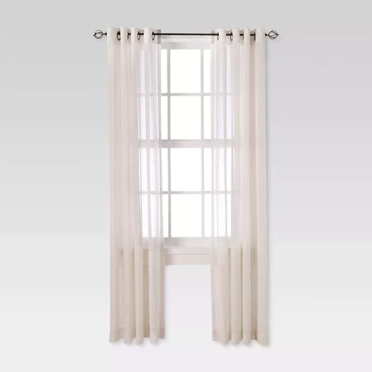 Amazon Com Threshold Linen Grommet Sheer Curtain Panel Natural 54