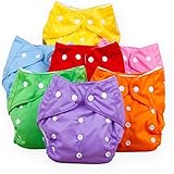 Chote Ustad Combo of Adjustable Waterproof Reusable Washable Cloth Diaper Nappies Without Inserts for Baby, Pack of 7 pcs (Multi)