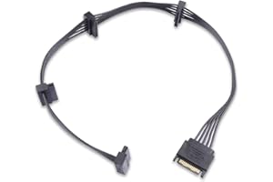 ELFJMZP SATA 15PIN Male to 4 SATA 15 Pin Female Power Splitter 1 to 4 Serial ATA Powered Expansion Cable for PC/NAS/Server SS