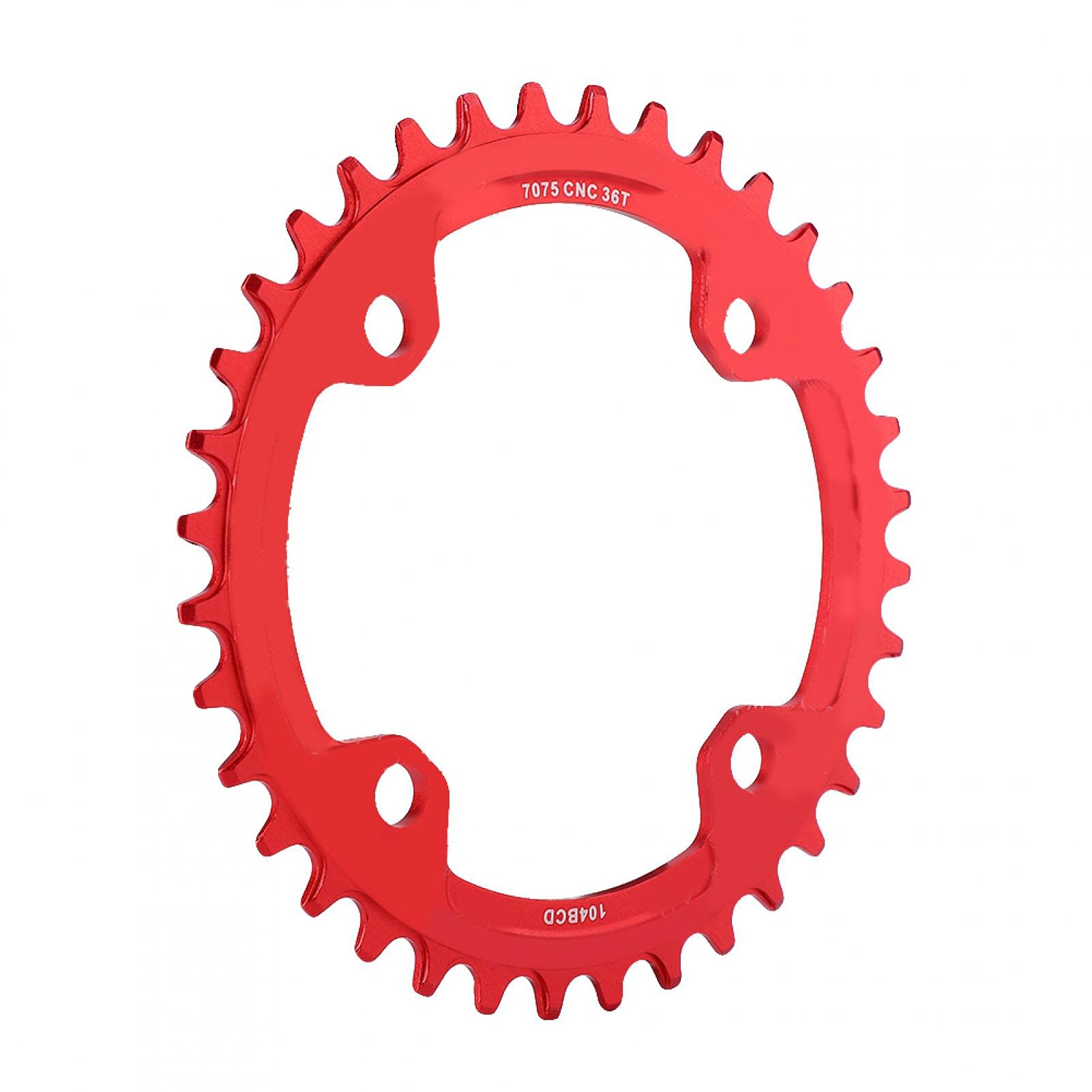 Alomejor Bike Chain Ring 32/34/36/38T BCD 104mm Steel Single Crank Chain Ring Repair Parts for Mountain Bike (36T-Red)