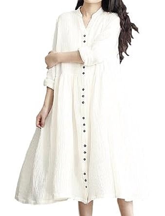 Amazon オフクレー Offclae レディース 前開き ロング ワンピース