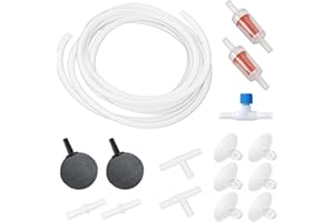 MoonOrange Aquarium Air Pump Accessories Kit with Standard Tubing, Air Stones, Check Valves, Suction Cups and Connectors.(10 Ft. Tubing/2 Air Stone)