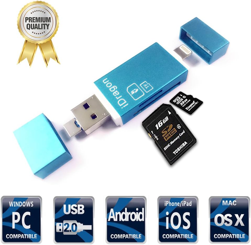 iThird Card Reader, 3-in-1 Micro SD / TF / SD Card Reader for iPhone / iPad / Android / Mac / PC