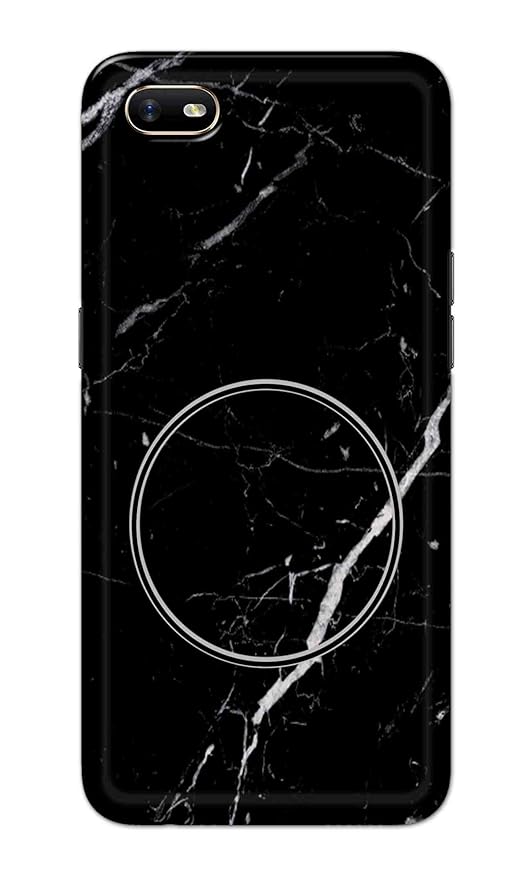 Oppo A1k Back Cover Stylish eStuffz for Oppo A1k Black Marble with Mobile Holder Pattern Hard