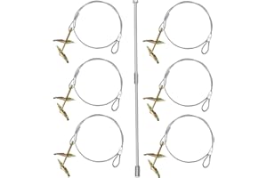 LARNORJE 6-Pack Ground Earth Anchors with Drive Steel Tool - 30" x 1/8" Cable Hook Anchors for Sheds, Greenhouses, Carports, Gazebos, Tents, Swing Sets, and More (Double Layer)