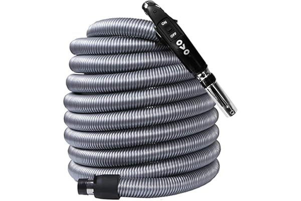 OVO Universal Central Vacuum Low Voltage Hose, Switch Control at The Handle, Fits Most Inlets, Crushproof, 30ft