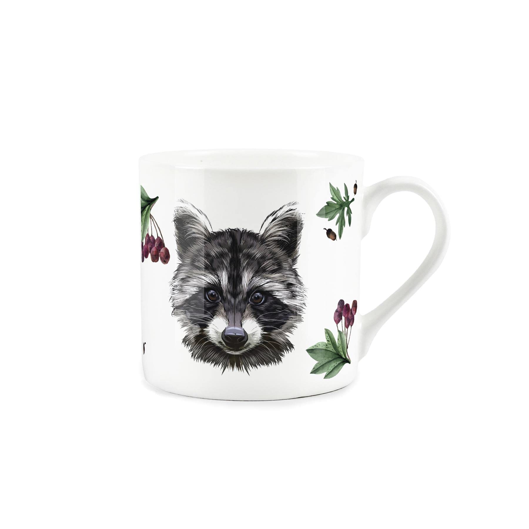 Purely Home Sweet Raccoon Design - Fine Bone China White Mug Coffee/Tea Present Gift - with Autumnal Leaves