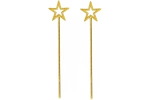 Liatunou 2 Pack Star Wands, Princess Fairy Wands,Magical Sticks for Girls Birthday, Party, Halloween Costume Accessories (Gold)