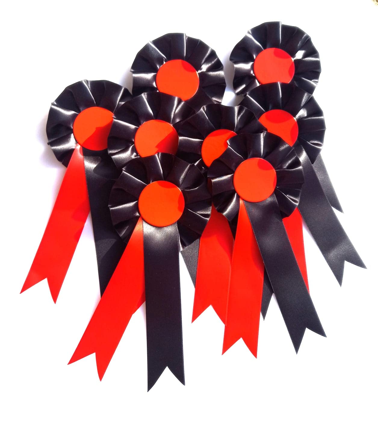 10 X Blank Rosettes In Satin Black and Red Rosette Pins School Prizes Sports Celebration Sport Prizes School Competitions Funerals Birthdays Occasions School Awards Sporting Awards Pin