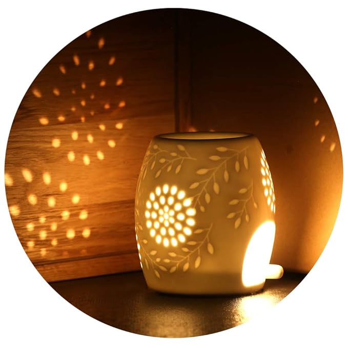 Ecooe Aroma lamp Oil Diffuser Ceramic Aroma Diffuser lamp with Candle