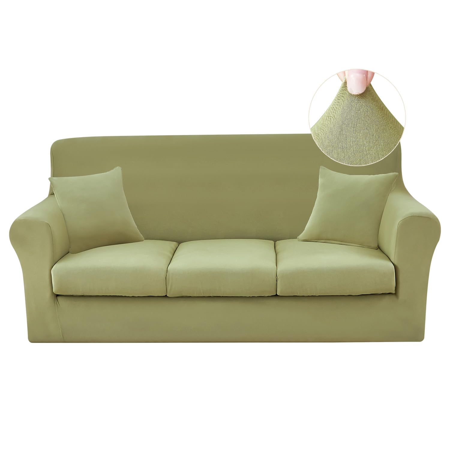 Photo 1 of JQinHome 6 Piece Stretch Sofa Cover Couch Cover, Sofa Slipcover with 3 Separate Cushion Cover, Washable Furniture Protector for Living Room(Sofa,Sage Green)