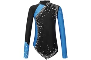 JanJean Figure Skating Tops for Girls Long Sleeve T-Shirts Team Uniform Dancing Training Performing