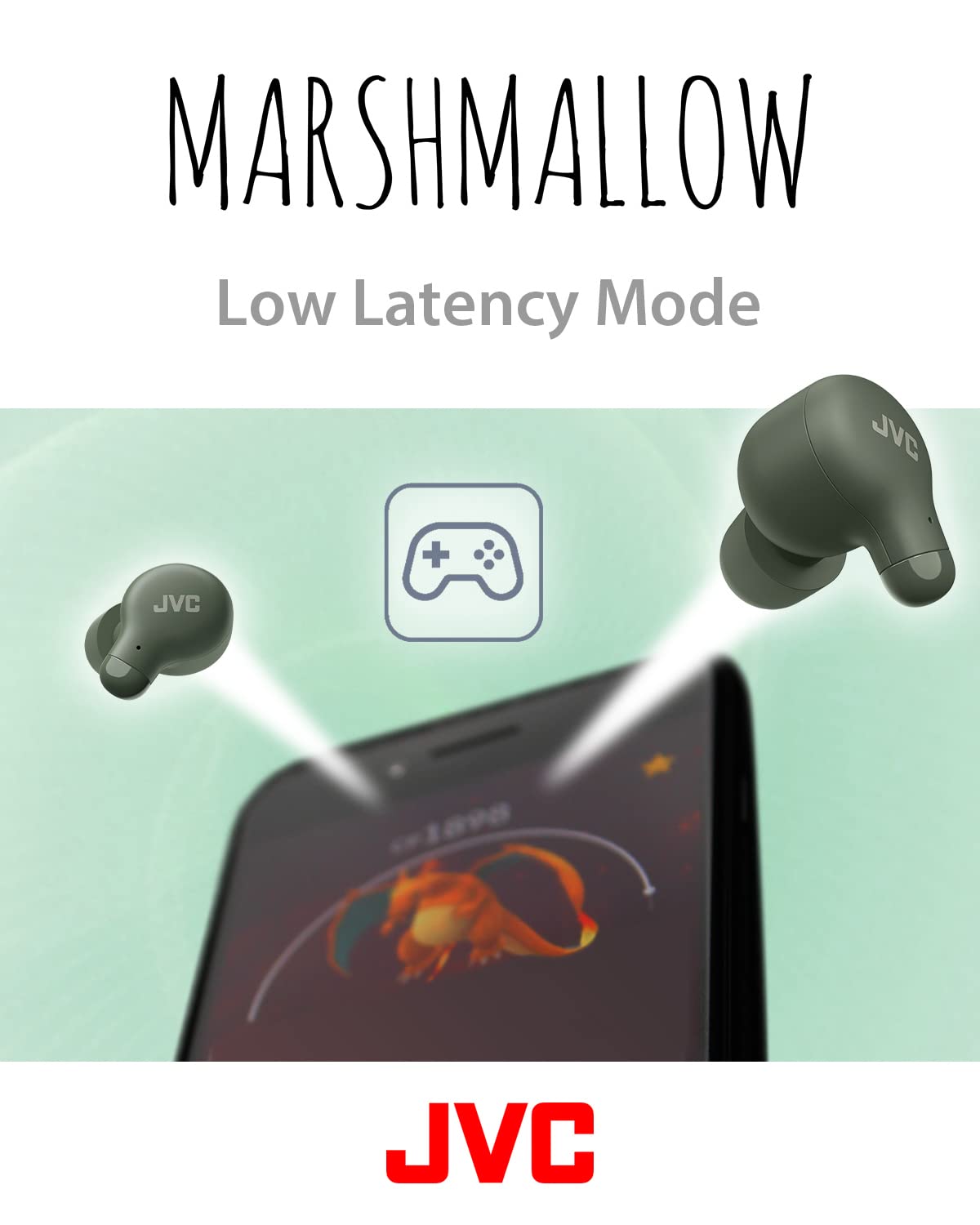 JVC Marshmallow True Wireless Bluetooth 5.3 Earbuds – 28H Battery, Memory Foam Earpieces for All-Day Comfort, IPX4 Water Resistant, Mic, Compact Case, for iPhone & Android