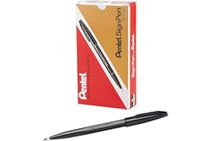 Pentel S520A Sign Pen Fine Point Color Marker, Bullet Tip, .7mm, Black Barrel/Ink, Dozen