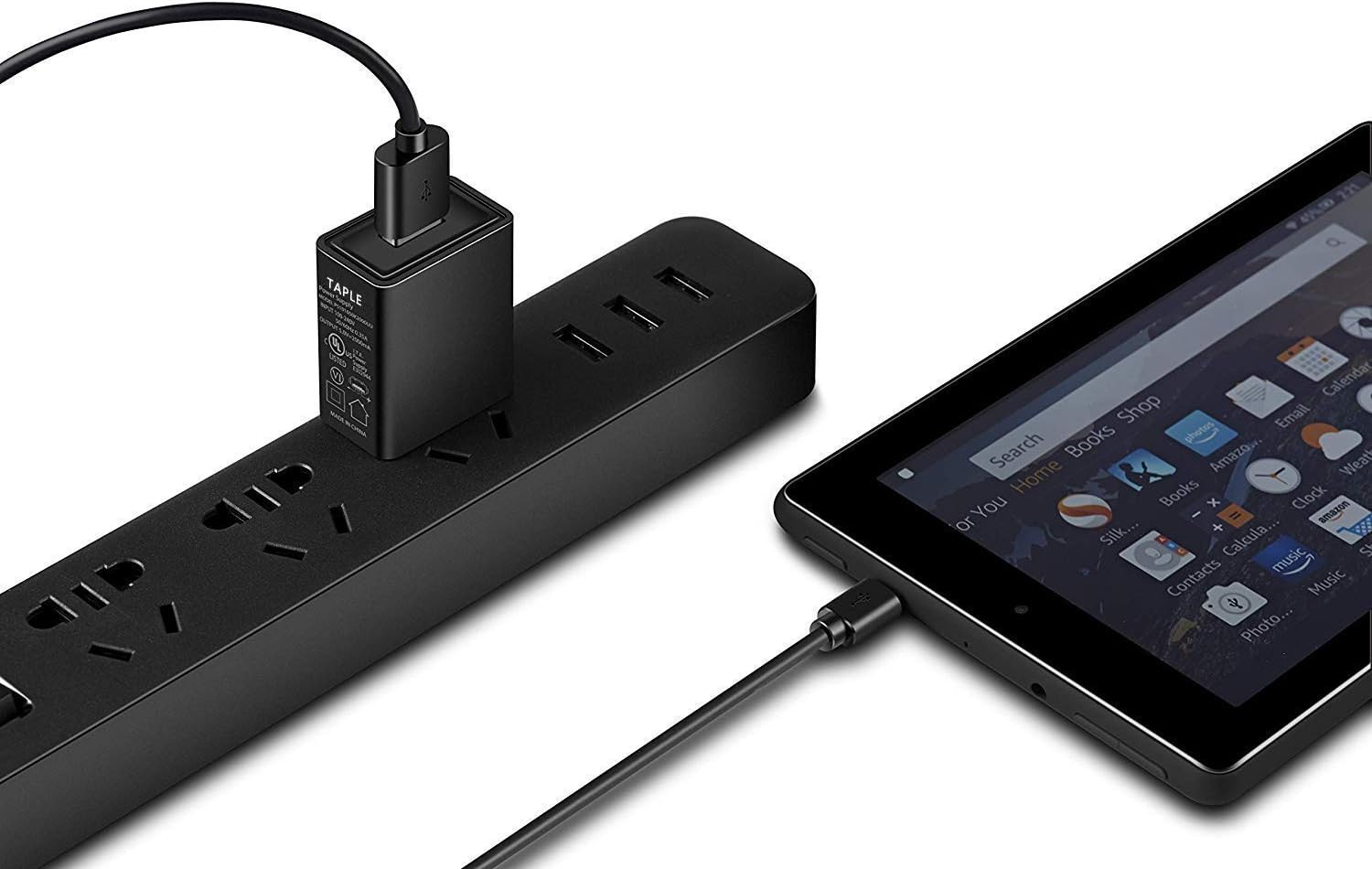 TAPLE Kindle Fire Charger, [UL Listed] AC Adapter Rapid Charger with 5 Ft Micro-USB Cable Compatible Kindle Fire HD, HDX 6" 7" 8.9" 9.7", Fire 7 8 10 Tablet and Phone, Tab Power Supply Cord: Electronics