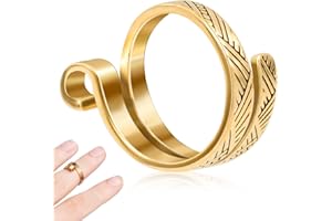 ANCIRS Knitting Crochet Loop Ring for Fingers, Adjustable Crochet Tension Ring, Metal Open Yarn Guide Finger Holders, Knitting Thimbles for Crochet- Gold