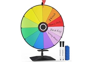 EBLIKI 24 Inch Prize Wheel,Tabletop Heavy Duty Spinning Wheel for Prizes, Prize Wheel Spinner with Stand & 12 Slots & Dry Erase & Eraser for Party, Carnival, Trade Show, Classroom Activities,Spinning Game