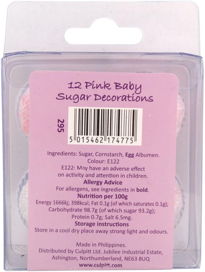 Culpitt Pink Baby Sugar Pipings, Cake Decorations for Cakes and Cupcakes - 12 pack, approx. 2.8 cm - Image 3