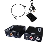 Easyday Digital to Analog Audio Converter with Digital Optical Toslink and S/pdif Coaxial Inputs and Analog RCA and AUX 3.5mm (Headphone) Outputs - 6 Foot Heavy Duty Optical Toslink Cable with Gold Plated Connector Tips Included