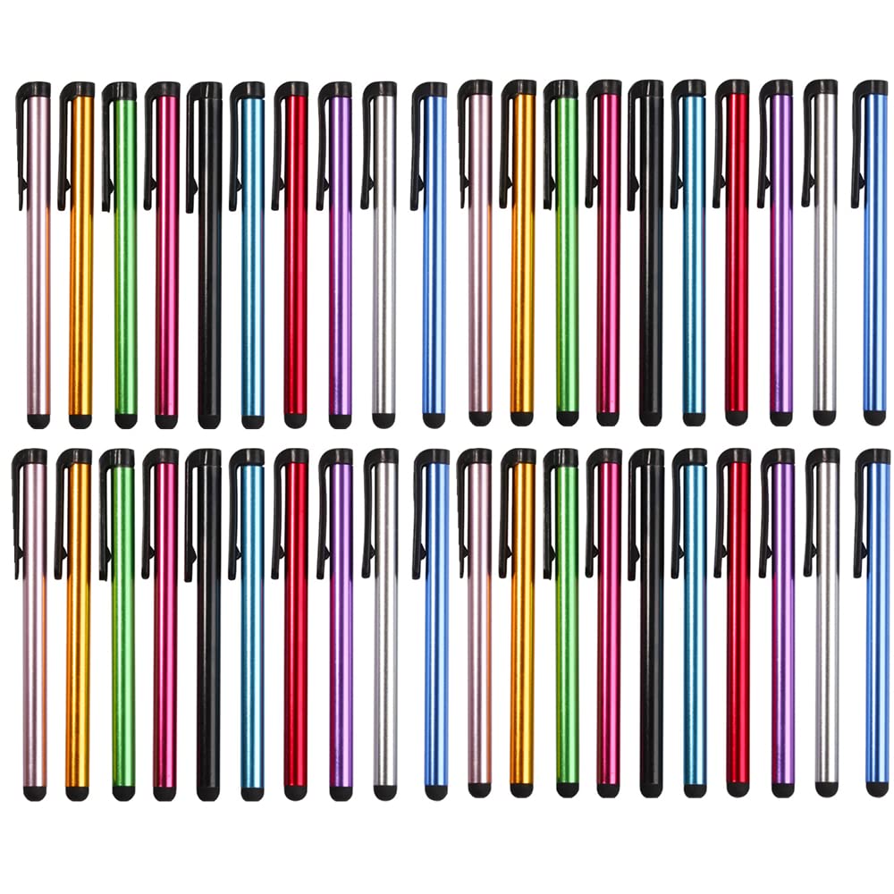 40 pieces Capacitive Slim Stylus Pens Muliticolor Touch Screen Pen Universal Stylus Pens Compatible with iPhone iPad Tablet Smartphones