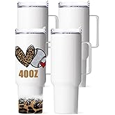 OFFNOVA 40oz Sublimation Tumblers with Handle, Stainless Steel Coffee Tumbler Blank, Double Wall Vacuum Sublimation Travel Cups for Heat Press Printing