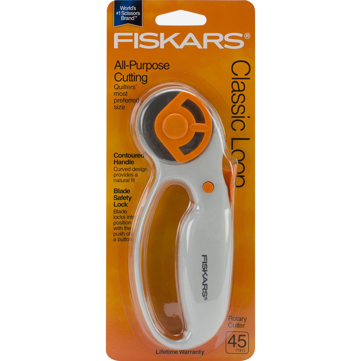 Fiskars Rotary Cutter Ø45 mm Loop Titanium Easy Blade Change, With Comfort Handle, Titanium Carbide, Orange/White, 1003861