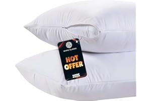 White Classic Luxury Hotel Collection Zippered Style Pillow Cover, 200 Thread Count, Soft Quiet Zippered Pillow Protectors, Standard Size, Set of 2 Pillow Shams