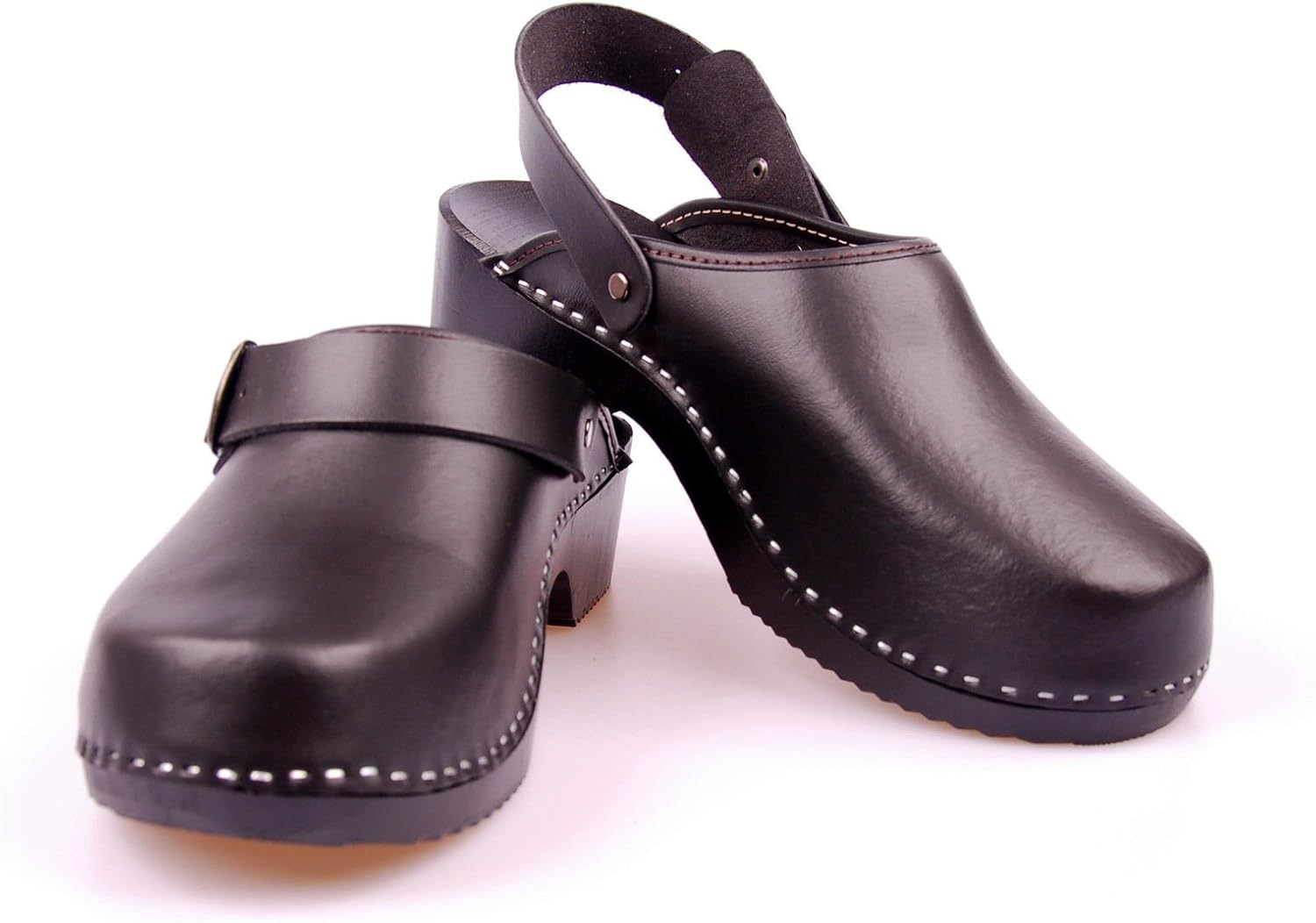 Mens Handmade Clogs Genuine Natural Leather Wooden Sole Orthopedic (9