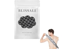 BIANCAT Blissal Exfoliating Shower Towel 47", Premium Scrub Wash Cloth for Body Face, Blissal Shower Towel for Smooth Skin, 2-in-1 Exfoliating Washcloth-Body Scrubber with 2 Sides for All Skin Types (Black)