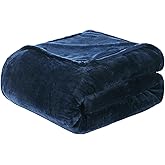 BOURINA Fleece Blanket Flannel Throw Blanket (Navy,Throw Size) Lightweight Cozy Microfiber Blanket for Sofa, Couch, Bed, Camping, Travel, 50x60 inches