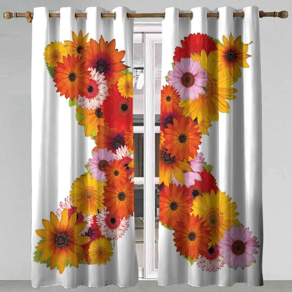 Cortinas anchas con forma de letra X X letra con letras y hojas de