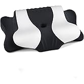 DONAMA Cervical Neck Pillow for Pain Relief, Orthopedic Contour Neck Pillow with Memory Foam Ergonomic Pillows with Dual Heights for Back, Stomach and Side Sleepers (Dark Black)
