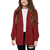 Apbondy Girls Cable Knit Cardigans Button Down Long Sleeve Chunky Sweater Outerwear