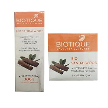 Biotique Sandalwood, Face Cream, Suns Cream with SPF 50+ UVA/UVB (120 ml)