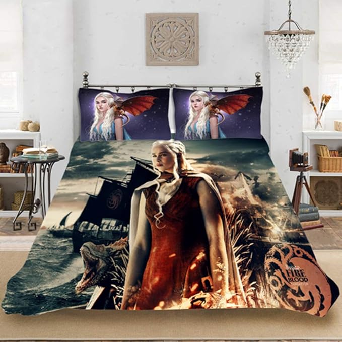 SSIN Bed Linen Set Duvet Cover and Two Pillow Cases Game of Thrones Bedding Set Game of