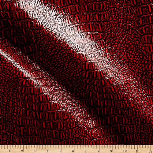 Plastex Fabrics Faux Leather Gator Red/Black Fabric By The Yard